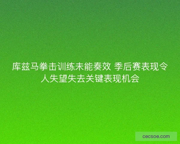 库兹马拳击训练未能奏效 季后赛表现令人失望失去关键表现机会